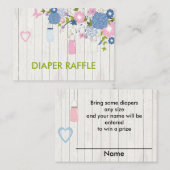 Pink und Blue Mason Jar Diaper Raffle Begleitkarte (Vorne/Hinten)
