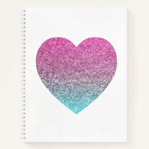 Pink und Blue Modern Pastel Sequel Heart Notebook Notizblock