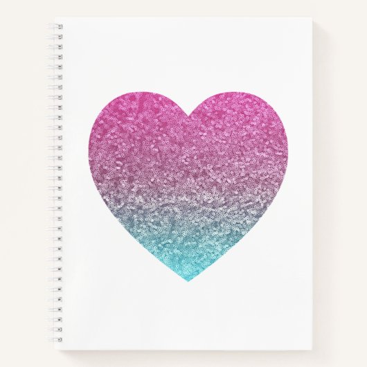 Pink und Blue Modern Pastel Sequel Heart Notebook Notizblock (Vorderseite)