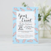 Pink und Blue Niedlich Sneakers Muster Einladung (Stehend Vorderseite)