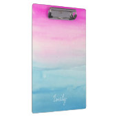 Pink und Blue Ombre Wasserfarbe | Füge Deinen Name Klemmbrett (Rechts)