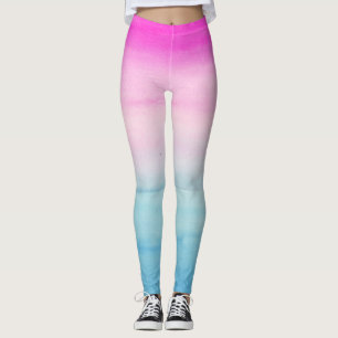 Pink und Blue Ombre Wasserfarbe Leggings