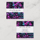 Pink und Blue Paint Spritzer auf Black Quadratische Visitenkarte (Vorne/Hinten)