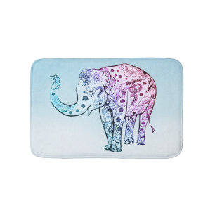 Pink und Blue Paisley Elefant Badematte