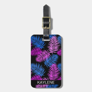 Pink und Blue Palm Blätter Gepäckmarke Gepäckanhänger