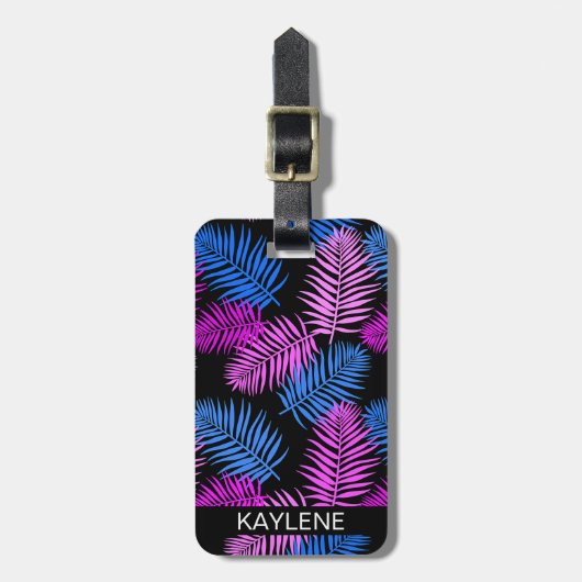 Pink und Blue Palm Blätter Gepäckmarke Gepäckanhänger (Vorderseite vertikal)