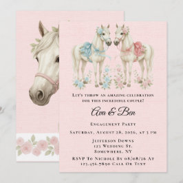Pink und Blue Pastel Blume Reitpferd Party Einladung