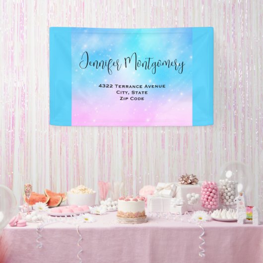 Pink und Blue Pastel Gradient Sky Adresse Banner (Party)