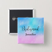 Pink und Blue Pastel Gradient Sky Bridesmaid Button (Vorne & Hinten)