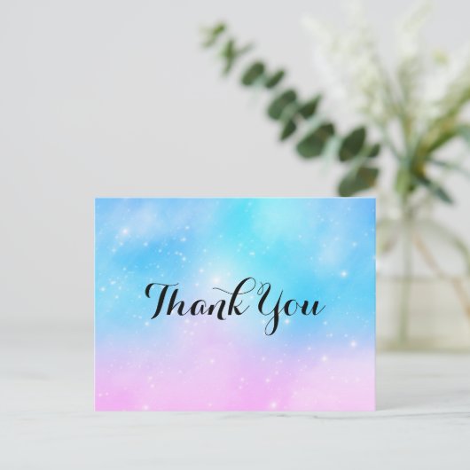 Pink und Blue Pastel Gradient Sky Vielen Dank Postkarte (Stehend Vorderseite)