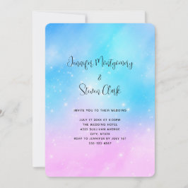 Pink und Blue Pastel Gradient Sky Wedding Einladung