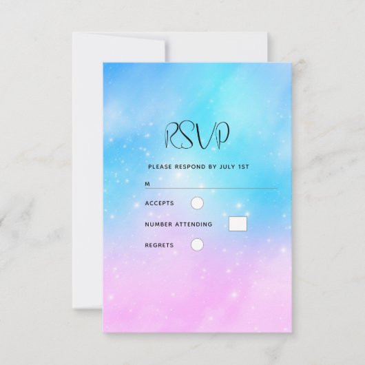 Pink und Blue Pastel Gradient Sky Wedding RSVP Karte (Vorderseite)