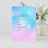 Pink und Blue Pastel Gradient Sky Wedding RSVP Karte (Stehend Vorderseite)