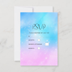 Pink und Blue Pastel Gradient Sky Wedding RSVP Karte