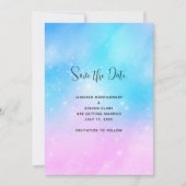 Pink und Blue Pastel Gradient Sky Wedding Save The Date (Vorderseite)