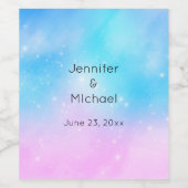 Pink und Blue Pastel Gradient Sky Wedding Weinetikett (Einzelnes Label)