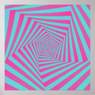 Pink und Blue Pentagon Spiral Poster