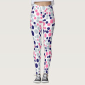 Pink und Blue Polka Dot Leggings (Vorderseite)