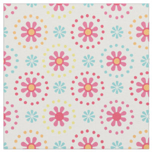 Pink und Blue Polka Dots and Blume Pattern Kids Stoff