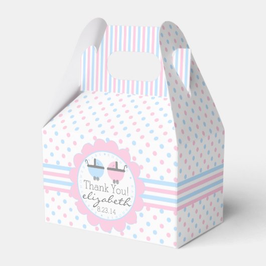 Pink und Blue Polka Dots Baby Dusche Geschenkschachtel (Vorderseite)