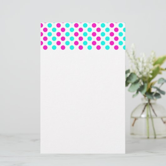 Pink und Blue Polka Dots Briefpapier (Stehend Vorderseite)