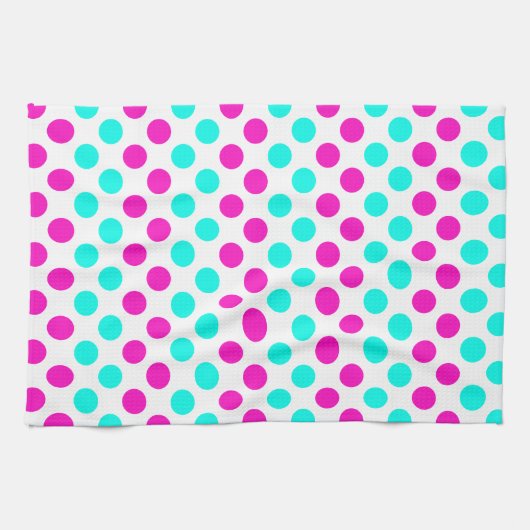 Pink und Blue Polka Dots Geschirrtuch (Horizontal)