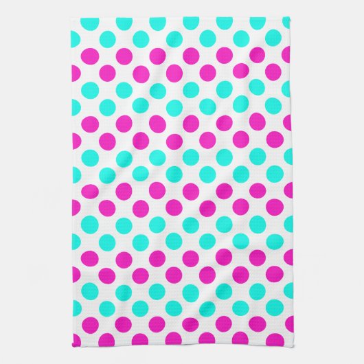 Pink und Blue Polka Dots Geschirrtuch (Vertikal)