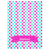 Pink und Blue Polka Dots Klemmbrett (Rückseite)