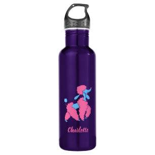 Pink und Blue Poodle Edelstahlflasche