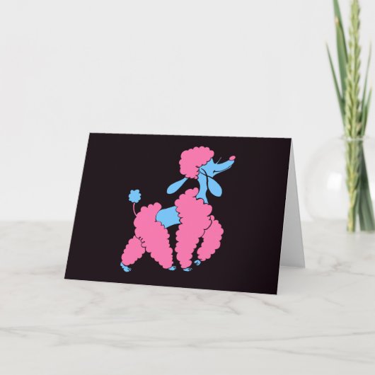 Pink und Blue Poodle Karte (Vorderseite)