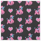 Pink und Blue Poodles und Herz Muster Stoff (Nahaufnahme)