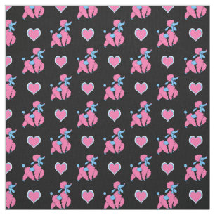 Pink und Blue Poodles und Herz Muster Stoff