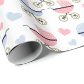 Pink und Blue Pram Pattern Babydusche Geschenkpapier (Rolleneckpunkt)