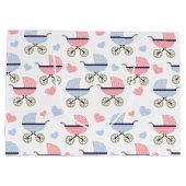 Pink und Blue Pram Pattern Babydusche Große Geschenktüte (Rückseite)