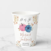 Pink und Blue Pumpkin Blumengeschlecht offenbaren Pappbecher (Rückseite)