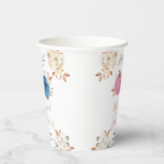 Pink und Blue Pumpkin Blumengeschlecht offenbaren Pappbecher (Rechts)