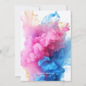 Pink und Blue Rmoke Themed Baby Gender Reveve Einladung (Rückseite)