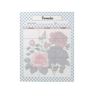Pink und Blue Rose Formeln und Gleichungsplaner Notizblock