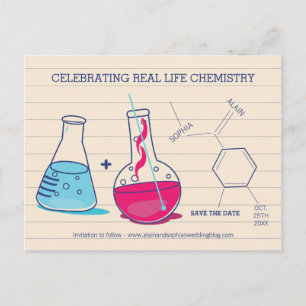 Pink und Blue Save the Date Chemie Postkarten
