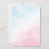 Pink und Blue Script Geschlecht zeigen Baby Dusche Einladung (Rückseite)