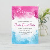 Pink und Blue Smoke Baby Gender Reveal Einladung (Stehend Vorderseite)