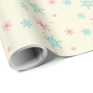 Pink und Blue Snowflake Muster Weihnachten Winter Geschenkpapier