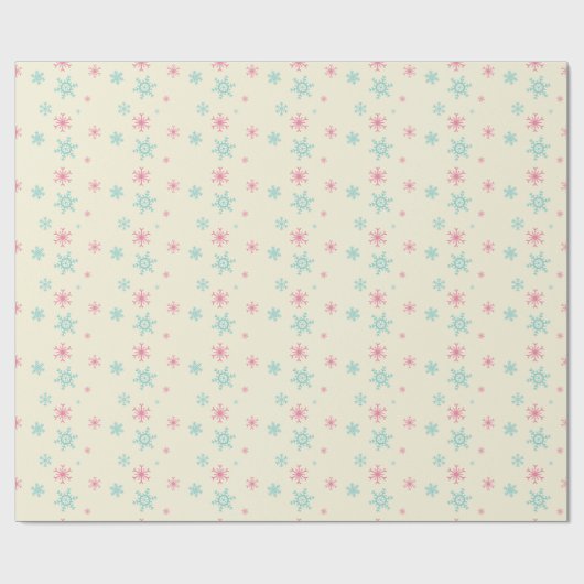 Pink und Blue Snowflake Muster Weihnachten Winter Geschenkpapier (Flach)