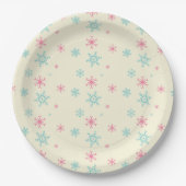 Pink und Blue Snowflake Muster Weihnachten Winter Pappteller (Vorderseite)