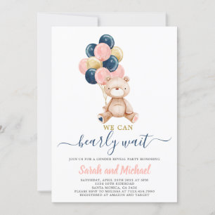 Pink und Blue Teddy Bear Baby Shower Gender Reveal Einladung