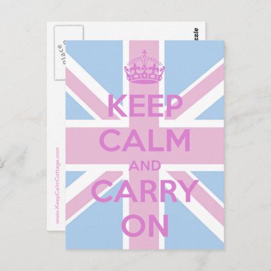Pink und Blue Union Jack Postkarte (Vorne/Hinten)