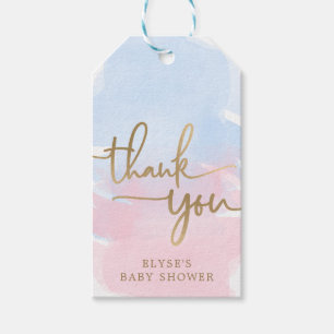 Pink und Blue Watercolor Baby Dusche Gefallen Tag Geschenkanhänger