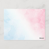 Pink und Blue Watercolor Baby Predictions Card Postkarte (Rückseite)