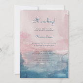 Pink und Blue Watercolor ist eine Baby-Dusche Einladung (Vorderseite)