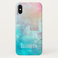 Pink und Blue Watercolor Mashup iPhone X Fall
